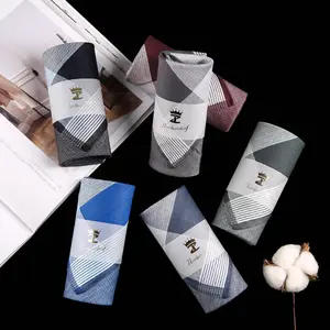 Retro handkerchief men's cotton handkerchief sweat-absorbing square scarf pocket square gift box handkerchief