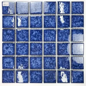 Toptan porselen buz Crackle 300x300 kristal sırlı mavi banyo seramik yüzme havuzu mozaik fayans