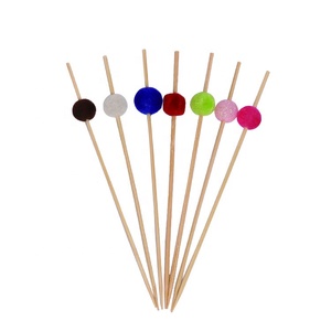 100pcs gói 4.7 <span class=keywords><strong>inch</strong></span> Nguồn cung cấp bên sáng bóng bạc bóng Cocktail Picks xiên của tre - Product Image 4