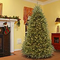 Sapin de Noël artificiel Dunhill Fir pré-éclairé de 5 à 10 pieds, arbre d'intérieur avec lumières LED blanc chaud et support