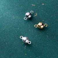925 boucle en argent Sterling Double cercle connecter bouton aimant fermoir pour Bracelet collier bijoux bricolage ruban accessoires