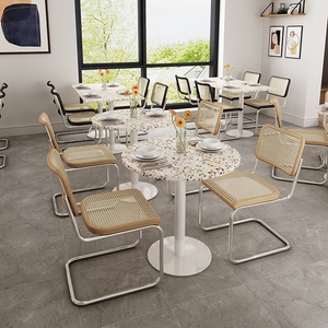 Set di mobili da ristorante Color pastello tavolo e sedie in cemento Rattan <span class=keywords><strong>Terrazzo</strong></span> - Product Image 5