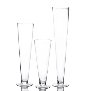 Vaso de vidro longo, 30 40 50 60cm em forma de v decoração de casamento vaso de vidro