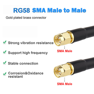 SMA nam-to-nam RG58 RF cáp đồng trục 50ohm mở rộng tổn thất thấp cho Pigtail Ăng ten 3G 4G LTE GPS RF đài phát thanh Wifi ứng dụng - Product Image 2