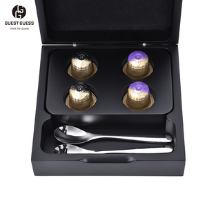 Laque de haute qualité personnalisée OEM Finition noire mate Matériau Mdf Taille compacte 2 compartiments Boîte de rangement pour capsules de café d'hôtel - Product Image 2