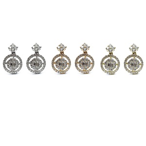 Pendientes de Oro Blanco Sólido de 18k de la Mejor Calidad del Fabricante Chino, con Diamantes Reales Redondos y en Forma de Baguette, Regalo de Moda para Mujer - Product Image 4