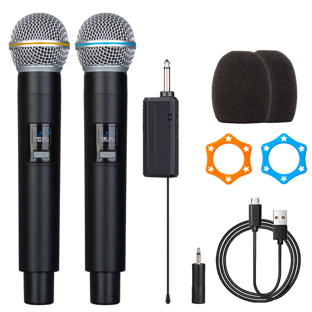 Biner S2 Professional Handheld 2 Channels UHF Wireless Microphone With Receiver Working Range 200FT