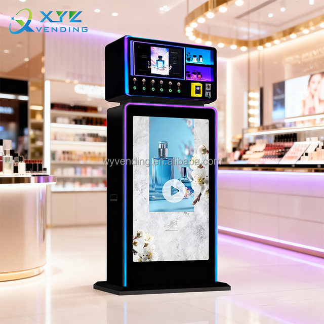 Factory Direct XYZ Unique Design LED Light Spraying Large Ad Screen Cologne Freestanding Perfume Vending Machine for Sale