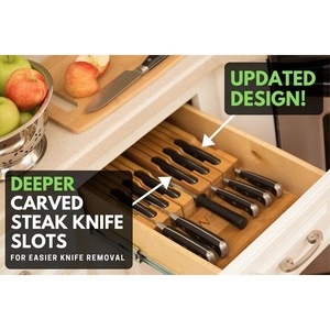 Soporte de madera para cuchillos, organizador de cuchillos de cocina de bambú de 7 piezas, soporte duradero para cubiertos para uso doméstico - Product Image 3