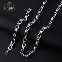 Collier et bracelet en chaîne à maillons ovales en acier inoxydable pour la mode hip-hop, idéal pour hommes et femmes