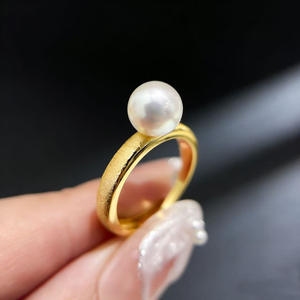 Ensemble de bagues en argent 925 1394DIY, édition légère vide avec perles rondes de 6 à 8 mm, accessoires en perles - Product Image 1