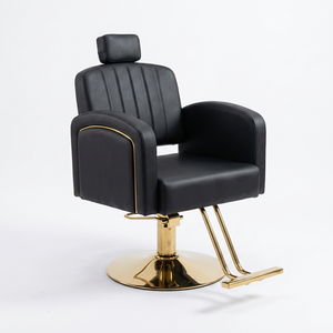 Contemporary Barber <b>Chair</b> Faux Leather Hydraulic Height Adjustable <b>Round</b> Base Single Footrest Salon Furniture - Product Image 1