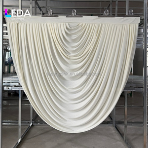 LEDA Custom Size Milk <b>Silk</b> Draped Stage Setup Semi-circular <b>Curtain</b> Wedding Decorations Wave-patterned Base for Wedding - Product Image 3