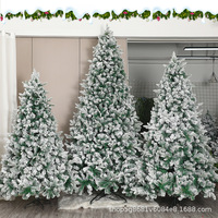 Weihnachtsbaum Beflockt Dicht 1,8m Weißer Dekorativer Baum mit Schnee Große Szenendekoration 3m LED-Beleuchtung Flammhemmend Innenbereich