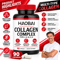 Capsules de collagène complexe directement de l'usine, types I, II, III, V, X, 90 unités, complément nutritionnel beauté, fournisseur OEM, marque privée