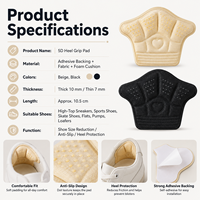 Coussinets de talon ergonomiques 5D antidérapants en mousse pour baskets, forme couronne, épais, pour chaussures de sport, mocassins, plates, et chaussures de skate