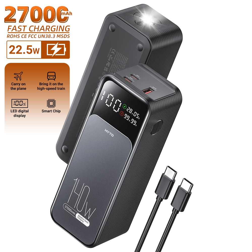 HYTO PD <strong>140W</strong> Super Fast Charging <strong>Portable</strong> High Capacity 27000mah <strong>Power</strong> <strong>Banks</strong> Station <strong>Laptop</strong> <strong>Power</strong> <strong>Bank</strong>