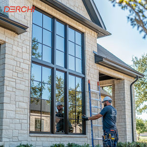 Fenêtre à battant DERCHI USA populaire, à rupture de pont thermique, <span class=keywords><strong>triple</strong></span> <span class=keywords><strong>vitrage</strong></span>, ouverture extérieure avec grilles décoratives - Product Image 1