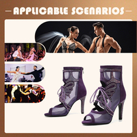 Nouvelles Chaussures de Danse de Salon/Latine pour Femmes, en Maille Aérée, avec Strass, Bottes Creuses à Talons Hauts Souples, Printemps-Été, Tailles 34-46