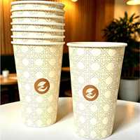 Gobelet à café jetable biodégradable à double paroi, de qualité alimentaire, compostable, avec logo personnalisé imprimé, avec couvercle, pour les cafés