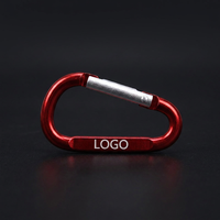 Mousqueton personnalisé en alliage d'aluminium de 40 mm avec logo, forme en D, crochet à ressort, porte-clés pour accessoires de camping en plein air et sacs à dos