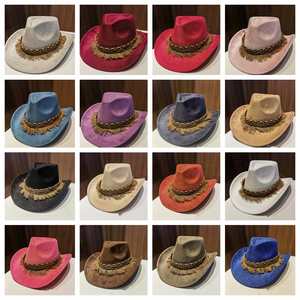 Nuevo Sombrero Vaquero de Moda 2026, de Ala Ancha, Unisex, para las Cuatro Estaciones, de Gamuza, con Borlas - Product Image 2