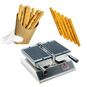 Electric Non-Stick Commercial Waffle Cone Maker Single Head Egg Waffle Iron Baker Machine