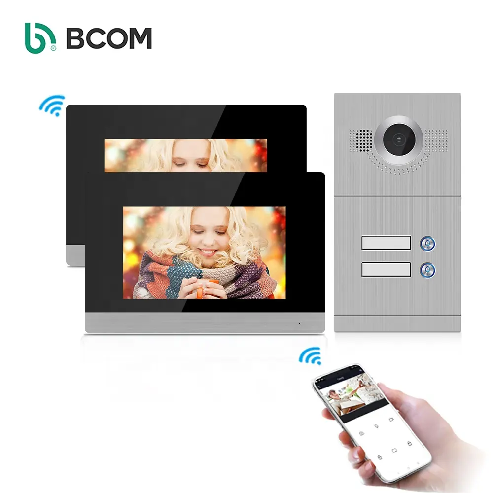 Bcom çok villa kablosuz akıllı video portero interkom sistemi 2 apartman dokunmatik ekran interkom