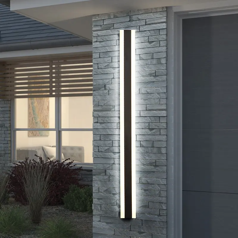 Modern Long Strip LED Porch Villa Aluminum Outdoor Waterproof Black Garden Light Outdoor Wall Lamp