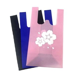 Sacs écologiques biodégradables pour supermarché avec poignée découpée, sans plastique, sacs non tissés de remerciement pour boutique - Product Image 6