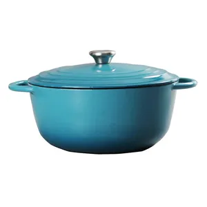 <span class=keywords><strong>DEBIEN</strong></span> Cocotte en fonte émaillée multicolore, écologique, compatible gaz et induction, ronde, avec deux poignées et couvercle, design minimaliste - Product Image 1