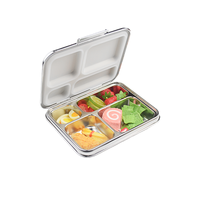 Boîte alimentaire pour enfants, étanche, sans BPA, grande capacité, 4 compartiments, lavable au lave-vaisselle, en acier inoxydable, écologique, de qualité alimentaire