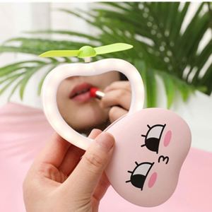 Mini Multifunctional LED Makeup <b>Mirror</b> and Fan 2 in 1 Integrated Cute Avocado Shaped Practical Portable USBCharging <b>Handheld</b> Fan - Product Image 5