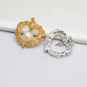 Pendentif en argent S925 en forme de cœur avec dentelle, plateau vide pour bijoux en perles DIY pour femmes, 5-6 mm, 654-Findings & Components - Product Image 3