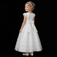Robe de demoiselle d'honneur D30863 avec manches en dentelle sur la jupe, robe de communion pour la fête de mariage