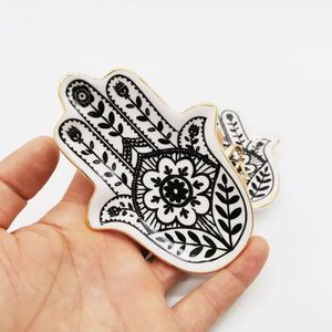 Jewelry <b>Ring</b> Dish Ceramic Hamsa Evil Eye Hand of Fatima Holder Key Trinket <b>Plate</b> Bowl - Product Image 6