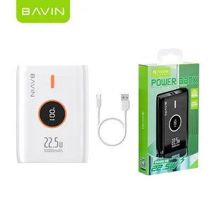 BAVIN 도매 가격 사용자 정의 로고 휴대용 Powerbank PD 22.5W 빠른 충전 10000mah 전원 은행 LED 표시기 PC003