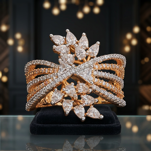Anillo de Zirconia para Mujer, Chapado en Oro de 18K, con Diamante de Corte Princesa en Forma de Flor, Creado en Laboratorio, con Engaste Clásico Pavé, Estilo Religioso Moderno - Product Image 2