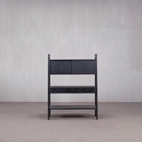 Étagère de présentation minimaliste Wabi-Sabi japonaise en bois massif teinté avec tiroirs, bibliothèque multi-niveaux