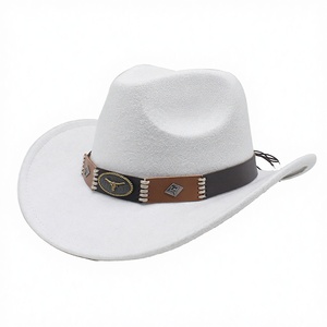 Sombreros de Vaquero de Fieltro de Lana Blancos y Negros al por Mayor, Unisex, Personalizados, con Ala Ancha Enrollable, para Negocios, Actividades al Aire Libre y Fiestas - Product Image 3