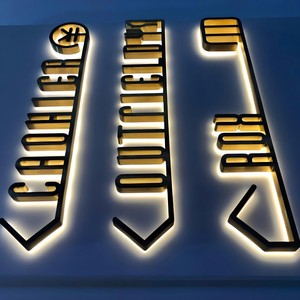 Oem Backlit 3D thép không gỉ thư không thấm nước tùy chỉnh <span class=keywords><strong>led</strong></span> vàng màu ngoài trời cửa hàng Acrylic biểu tượng kinh doanh dấu hiệu - Product Image 5