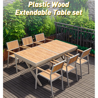 Meubles de jardin Table basse d'extérieur extensible en plastique bois aluminium et 10 chaises