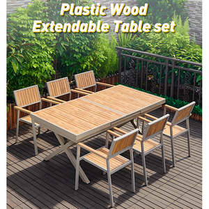Mobili da giardino per Patio <span class=keywords><strong>tavolino</strong></span> da esterno espandibile in alluminio e legno di <span class=keywords><strong>plastica</strong></span> e 10 <span class=keywords><strong>sedie</strong></span> - Product Image 3