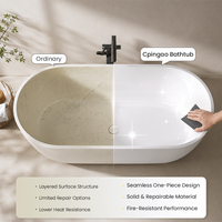 Baignoire autoportante ovale en pierre artificielle couleur personnalisée, design monobloc sans joint, surface solide, pour revendeurs de salle de bain