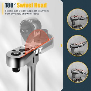 Bộ 6-Mảnh Flex Đầu Carbon Thép Chrome Hoàn Thành Ổ Cắm Ratchet Cờ Lê <span class=keywords><strong>1</strong></span>/4 "3/8" Metric Hệ Thống Đo lường OEM Tùy Chỉnh - Product Image 4