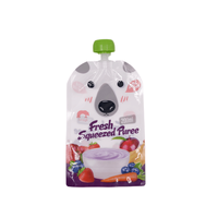 Pochette à bec à presser imprimée personnalisée sans BPA, fermeture à glissière rechargeable et réutilisable pour les aliments bio faits maison pour bébés et enfants
