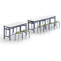 Ensemble de table et de chaises à manger en acier moderne, 4 places, imperméable, durable, usage commercial pour hôtel et école
