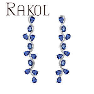 Rakol EP632ต่างหูรูปใบไม้เพทายรูปใบไม้ทรงยาวดีไซน์ใหม่ - Product Image 2