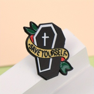 Phim Hoạt Hình Gothic Quan Tài Thư Tiết Kiệm Cho Bạn Men Kim Loại Vui Ve Áo Pins Trâm Cài Phù Hiệu Đồ Trang Sức Quà Tặng Cho Bạn Bè - Product Image 4