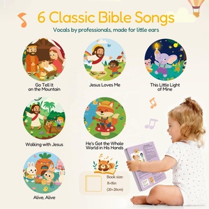 Libros de Sonido Cristianos de Jesús Ama a <span class=keywords><strong>Todos</strong></span> <span class=keywords><strong>los</strong></span> Conejitos para Niños Pequeños, 6 Canciones Cristianas, Libros de Música Recargables para Niños - Product Image 2